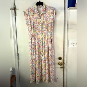 Loft size 14 multicolored midi shirtdress with elastic in bottom